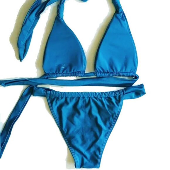 2PC Set Somerfield Swim Adjustable Positano Top Matira Bottom S/M Metallic Teal - Picture 4 of 9
